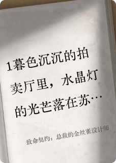 (精品)致命契约：总裁的金丝雀设计师小说 致命契约：总裁的金丝雀设计师精选章节